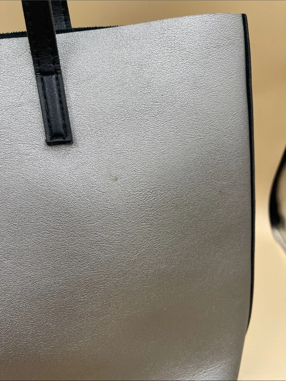 Minimalist Grey Tote with Black Straps